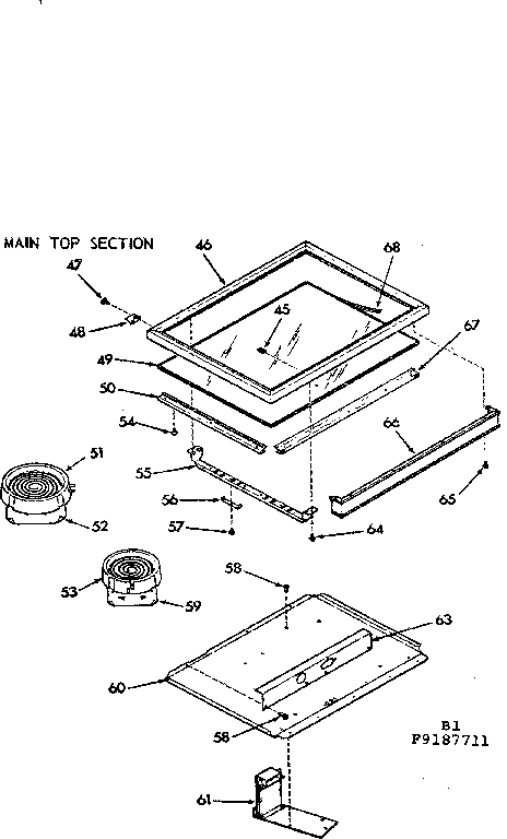 Kenmore 9119187711 main top section diagram