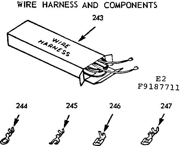 Kenmore 9119187711 wire harness and components diagram