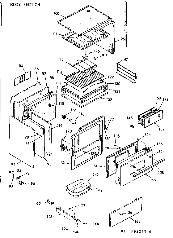 Kenmore 9119207510 body section diagram