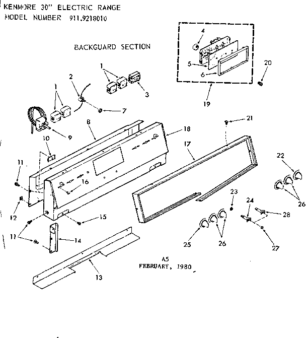 Kenmore 9119218010 backguard section diagram