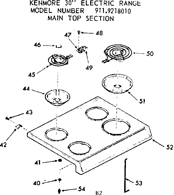 Kenmore 9119218010 main top section diagram