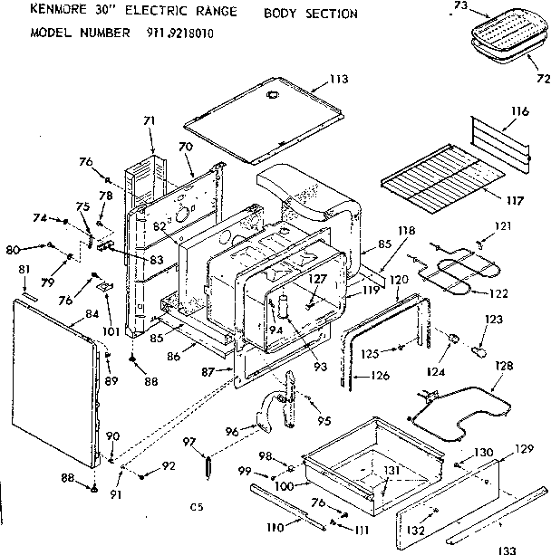 Kenmore 9119218010 body section diagram