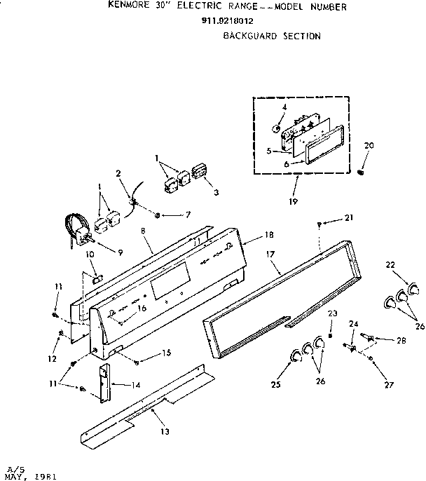 Kenmore 9119218012 backguard section diagram