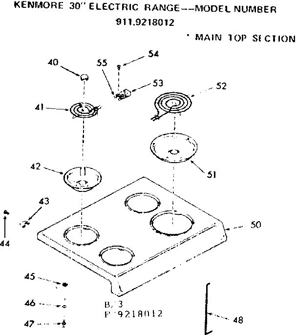 Kenmore 9119218012 main top section diagram