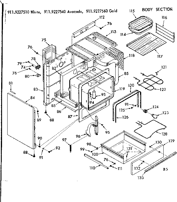 Kenmore 9119227540 body section diagram