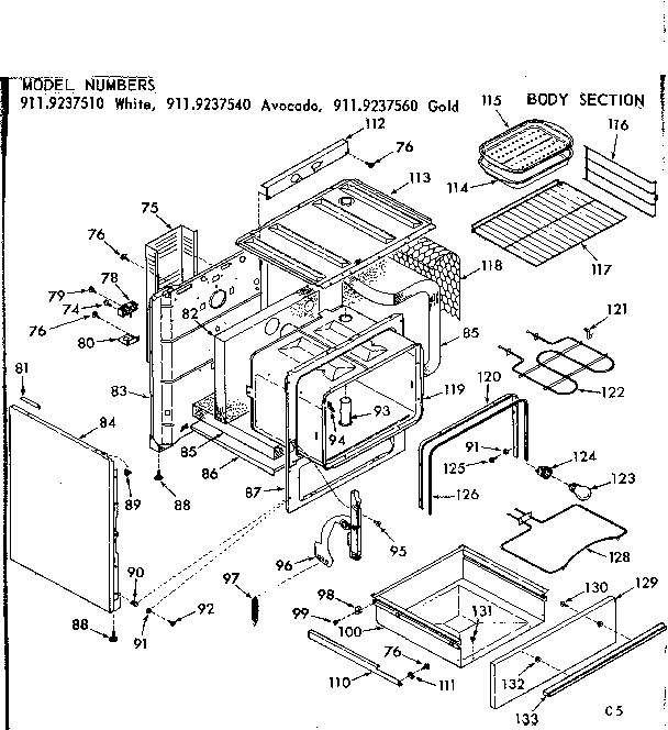 Kenmore 9119237560 body section diagram