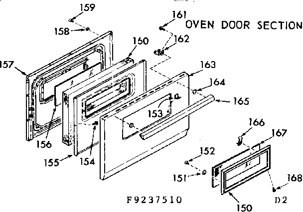 Kenmore 9119237560 oven door section diagram
