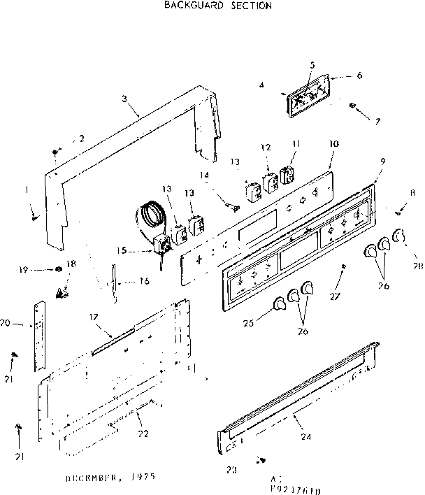 Kenmore 9119237610 backguard section diagram