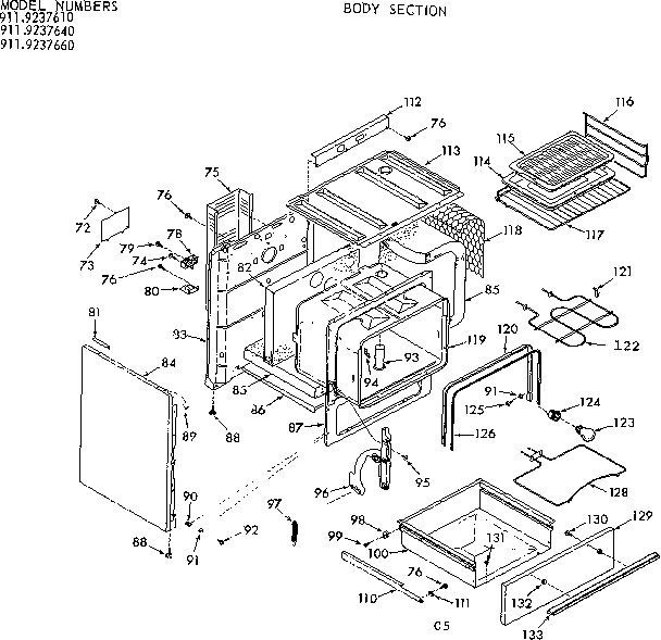 Kenmore 9119237610 body section diagram