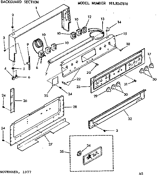Kenmore 9119247810 backguard section diagram