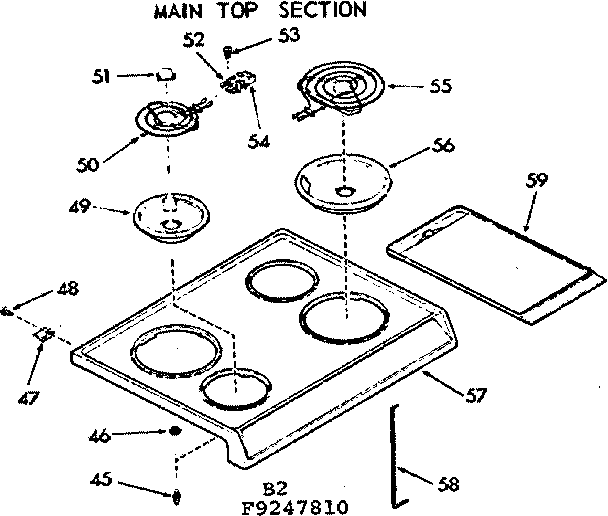Kenmore 9119247810 main top section diagram