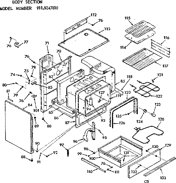 Kenmore 9119247810 body section diagram