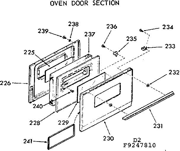 Kenmore 9119247810 oven door section diagram
