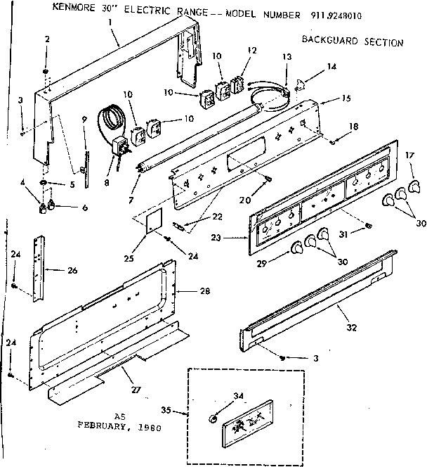 Kenmore 9119248010 backguard section diagram