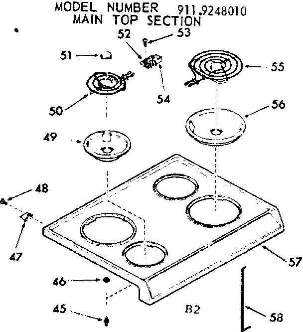 Kenmore 9119248010 main top section diagram