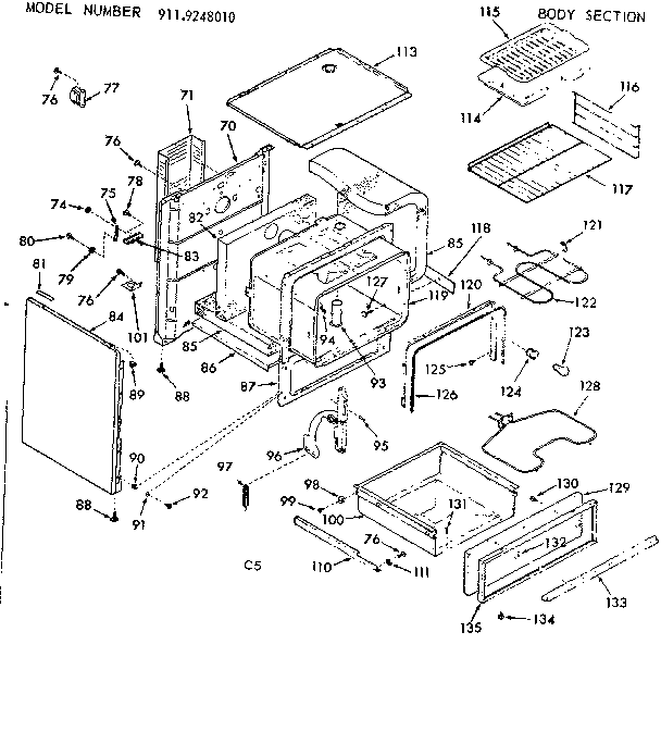 Kenmore 9119248010 body section diagram