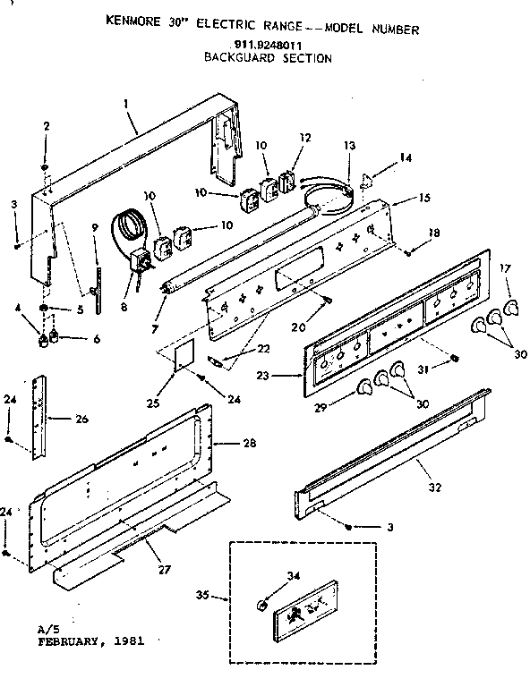 Kenmore 9119248011 backguard section diagram