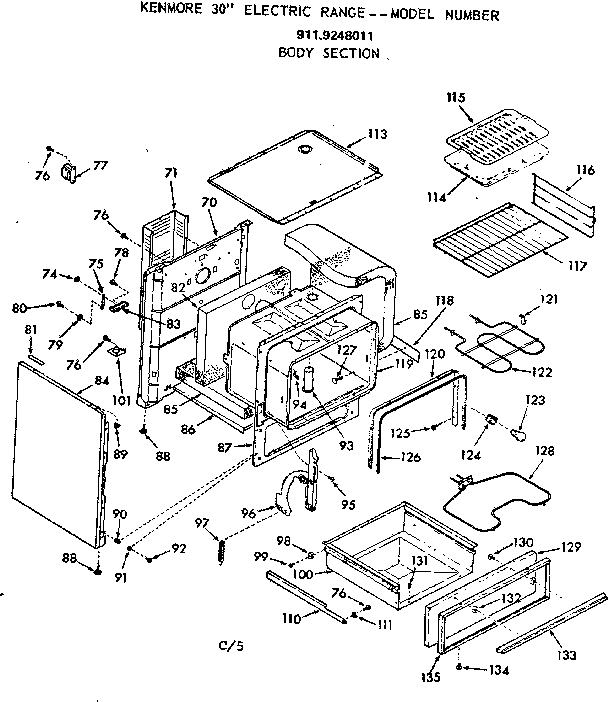 Kenmore 9119248011 body section diagram