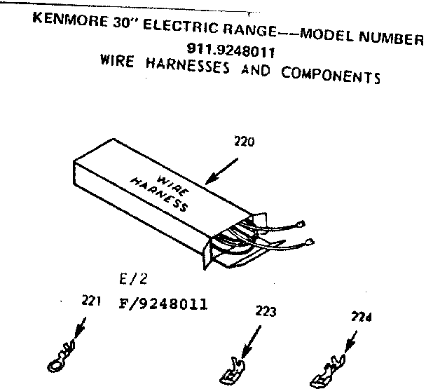Kenmore 9119248011 wire harnesses and components diagram