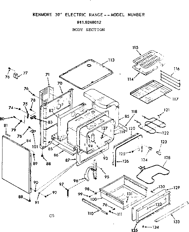 Kenmore 9119248012 body section diagram