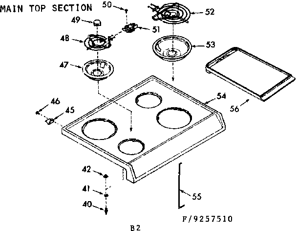 Kenmore 9119257560 main top section diagram