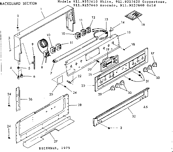 Kenmore 9119257660 backguard section diagram