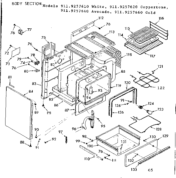 Kenmore 9119257660 body section diagram
