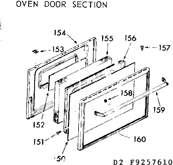 Kenmore 9119257660 oven door section diagram