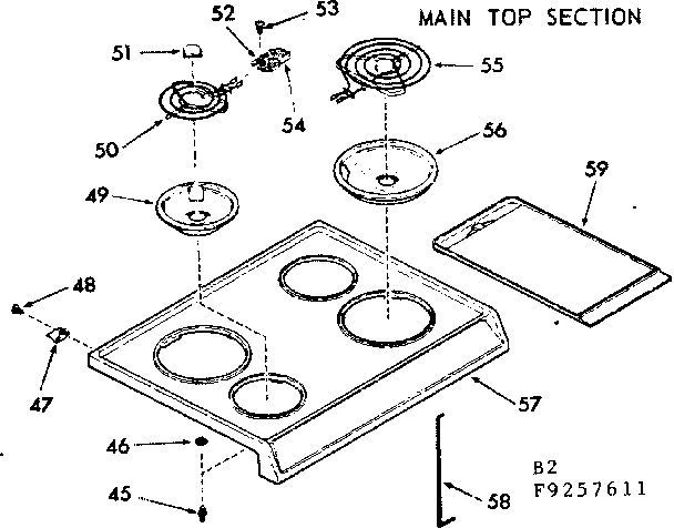 Kenmore 9119257611 main top section diagram
