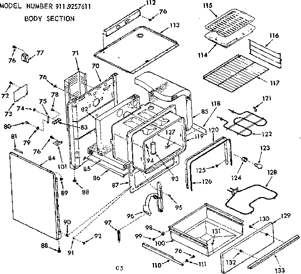 Kenmore 9119257611 body section diagram