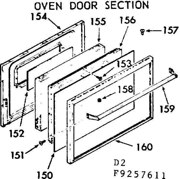 Kenmore 9119257611 oven door section diagram