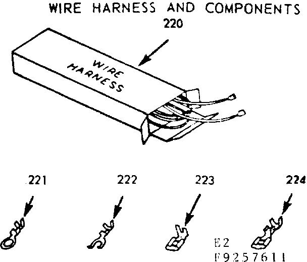 Kenmore 9119257611 wire harness and components diagram
