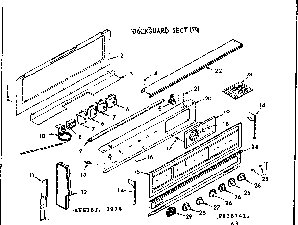 Kenmore 9119277411 backguard section diagram