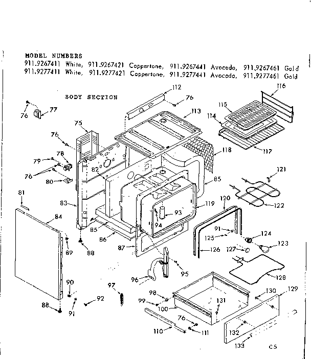 Kenmore 9119277411 body section diagram
