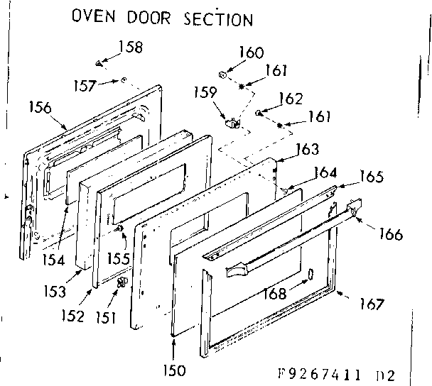 Kenmore 9119277411 oven door section diagram