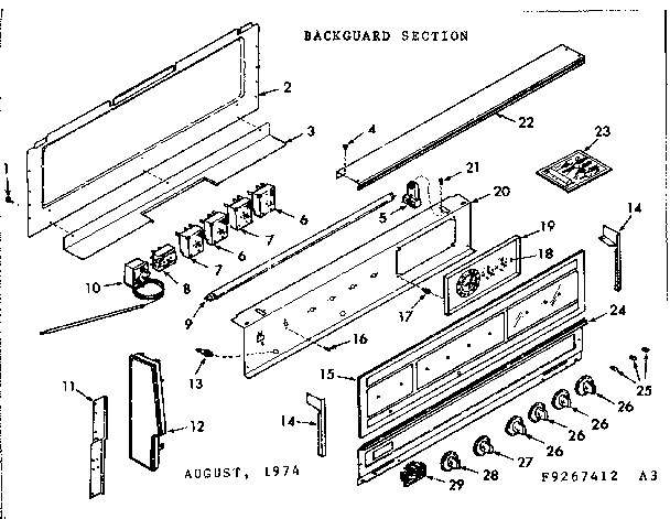 Kenmore 9119277422 backguard section diagram