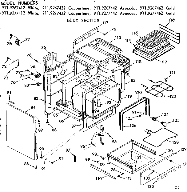 Kenmore 9119277422 body section diagram