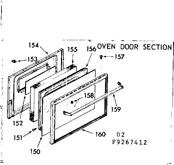Kenmore 9119277422 oven door section diagram