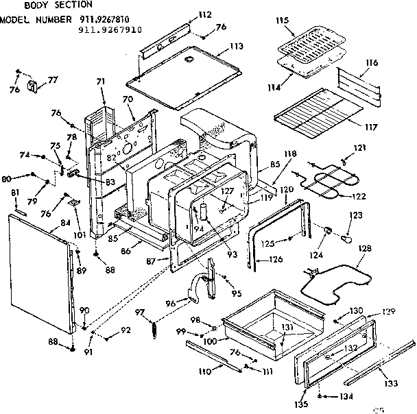 Kenmore 9119267910 body section diagram