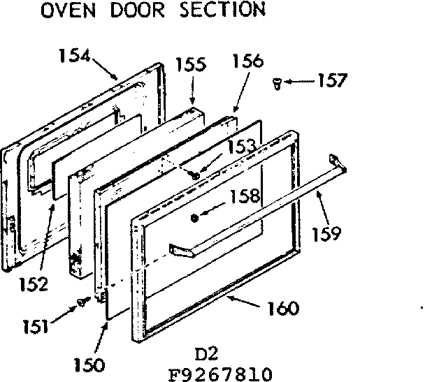 Kenmore 9119267910 oven door section diagram
