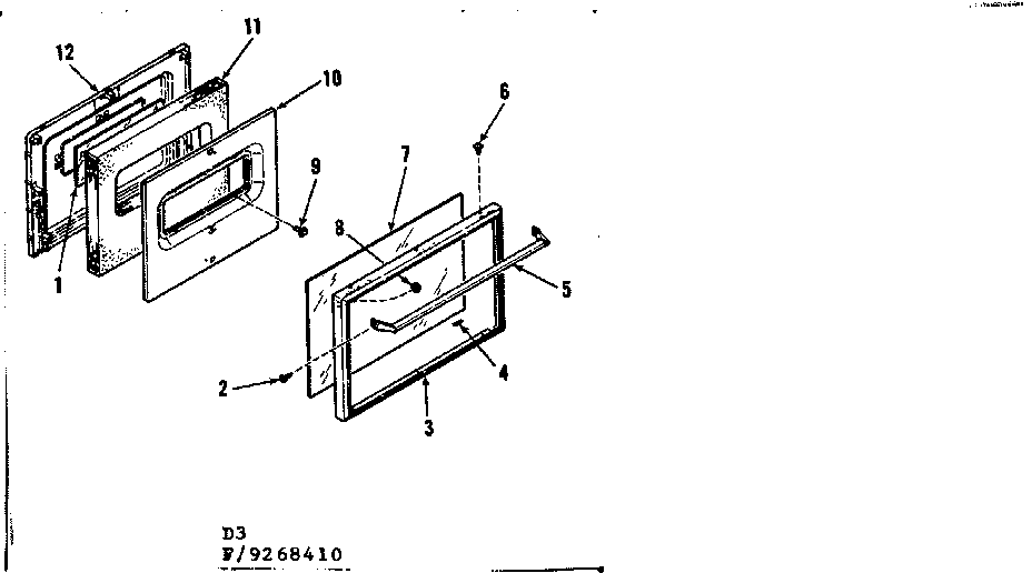 Kenmore 9119268410 oven door section diagram