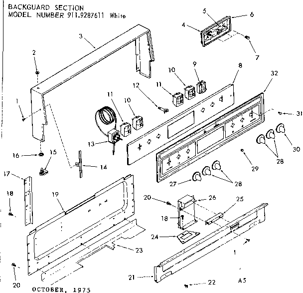 Kenmore 9119287611 backguard section diagram
