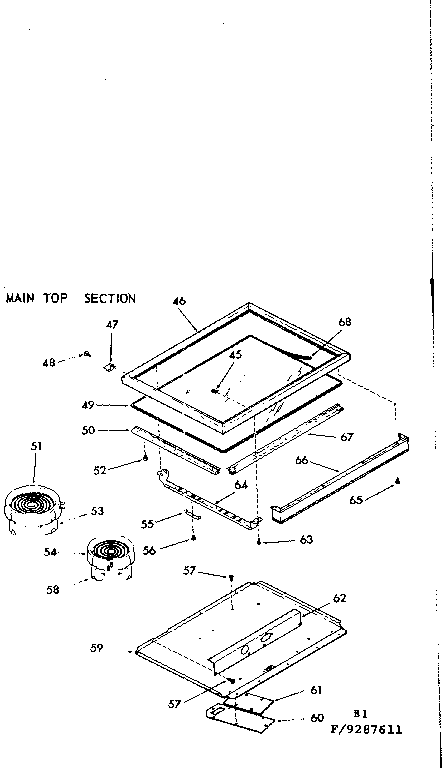 Kenmore 9119287611 main top section diagram
