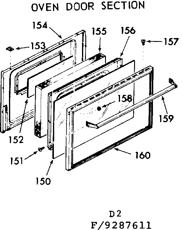 Kenmore 9119287611 oven door section diagram