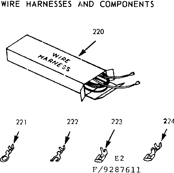 Kenmore 9119287611 wire harnesses and components diagram