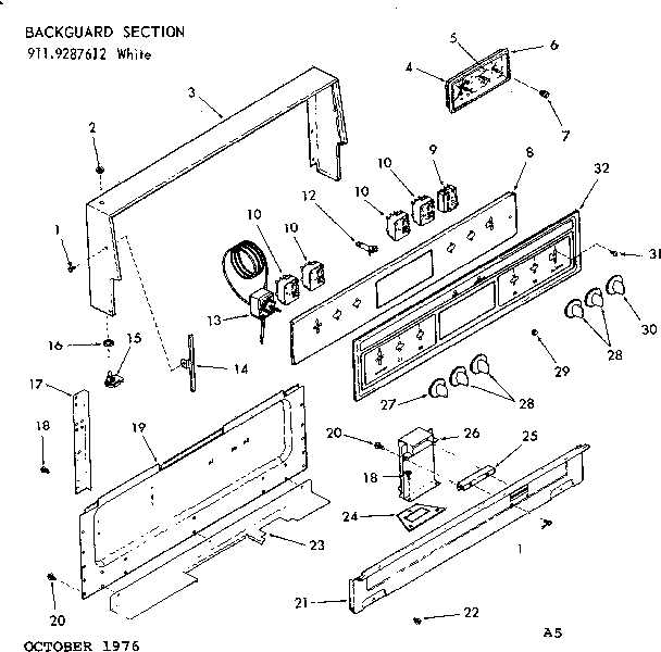 Kenmore 9119287612 backguard section diagram