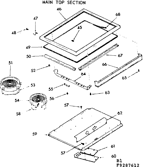 Kenmore 9119287612 main top section diagram