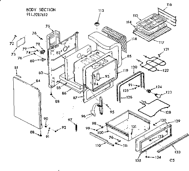 Kenmore 9119287612 body section diagram
