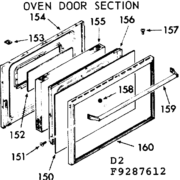 Kenmore 9119287612 oven door section diagram