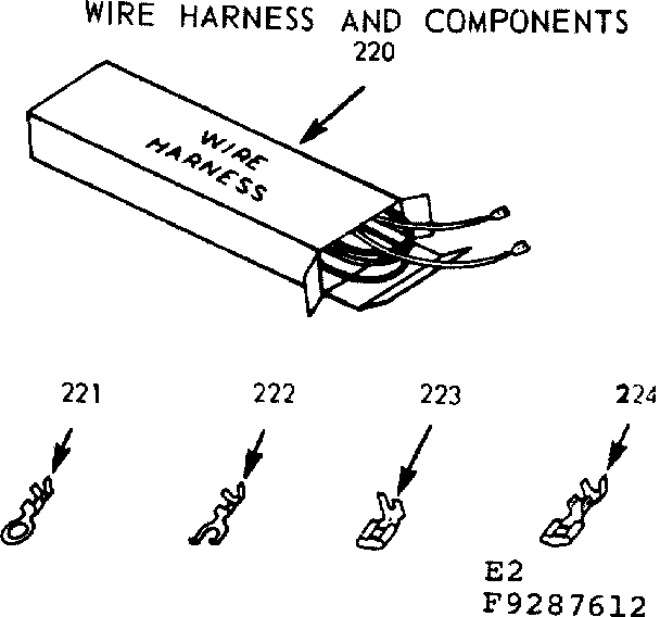 Kenmore 9119287612 wire harness and components diagram